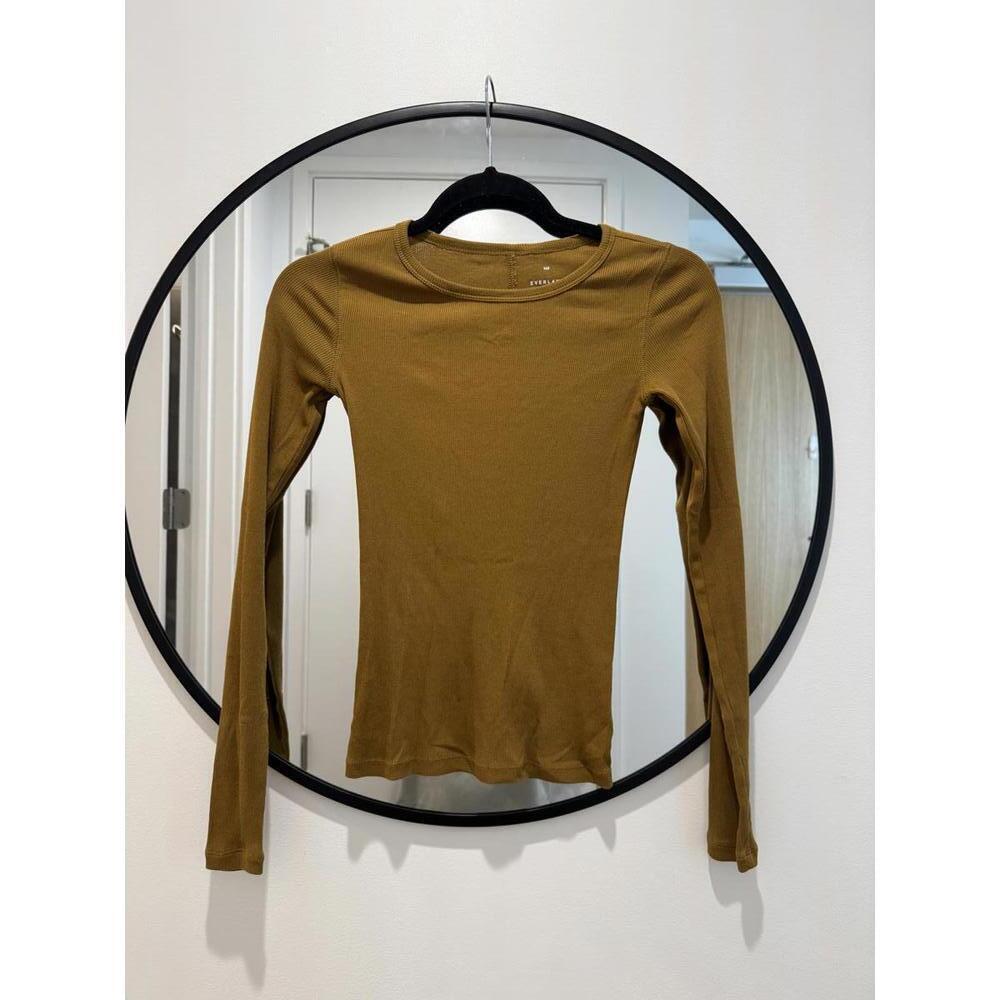 Everlane Luxe Ribbed Long Sleeve Top Mustard Yellow XXS